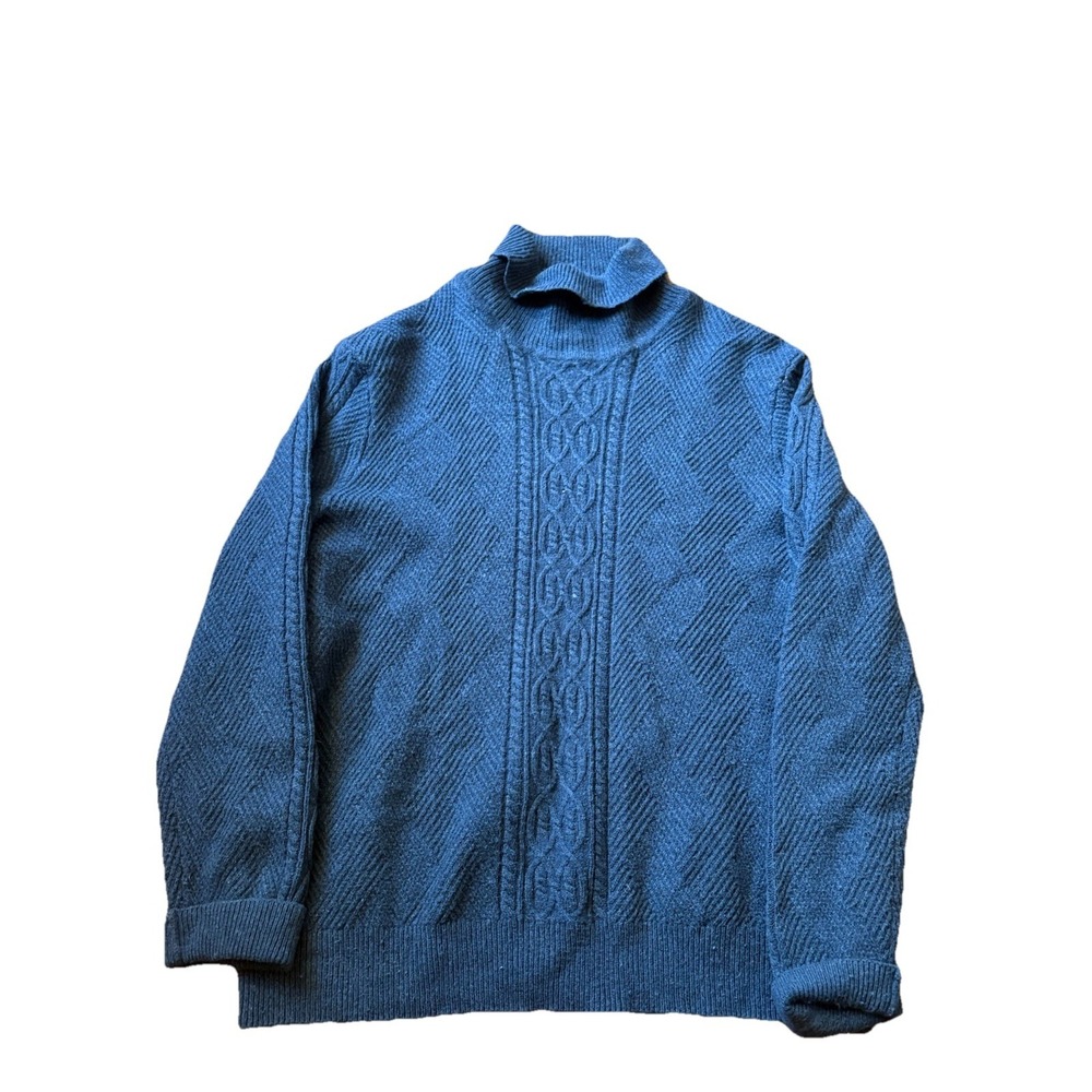 Jos A Bank Reserve Mens Size Large Knit Wool Sweater Navy Blue Pullover